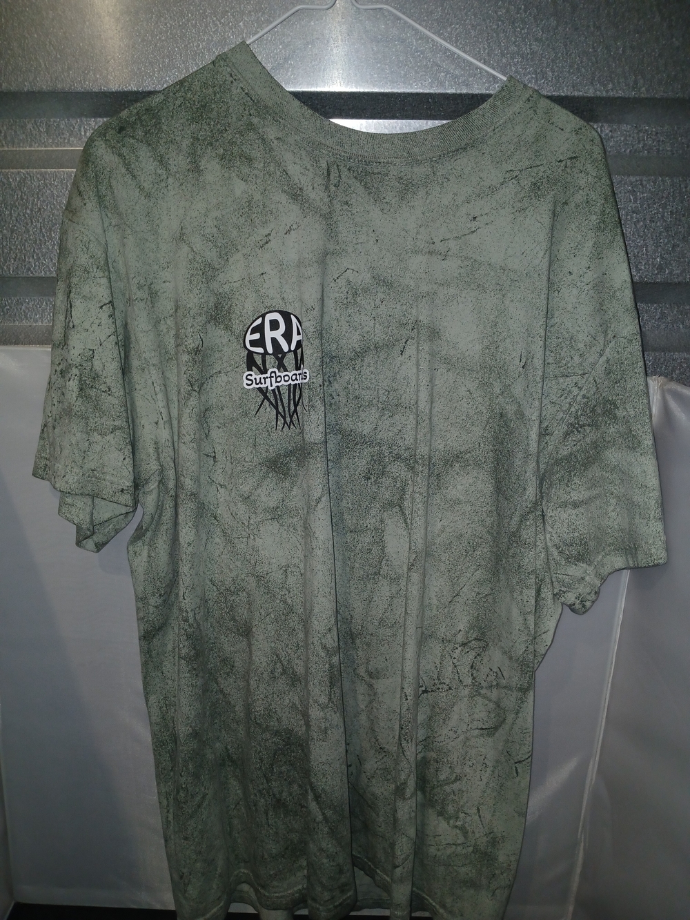 ERA Surfboards Respect The Locals Shark Mineral Wash T-Shirt Sage Green Size XL